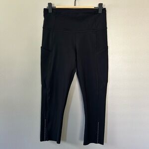 Lululemon Fast & Free‎ Crop II *Nulux Sz 6 Black w Reflective Dots